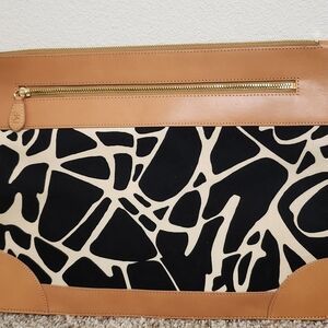 Diane Von Furstenberg Tan and Black Portfolio Clutch
